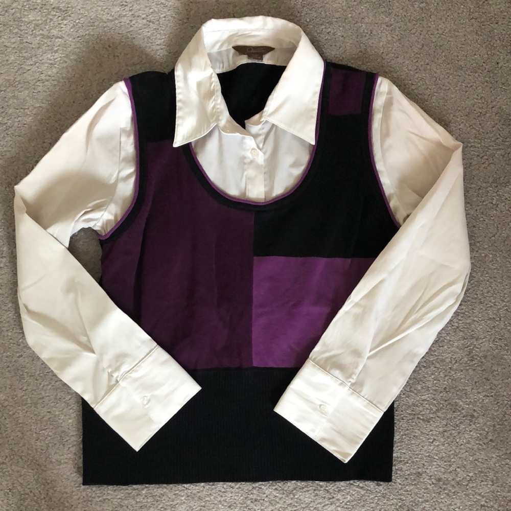 Jessica Collared Shirt/Purple Sweater